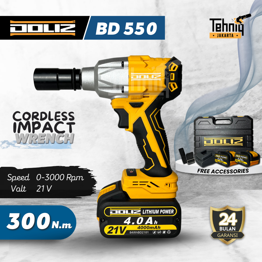 Mesin Pembuka Mur Baut Baterai DOLIZ BD550 Cordless Impact Wrench
