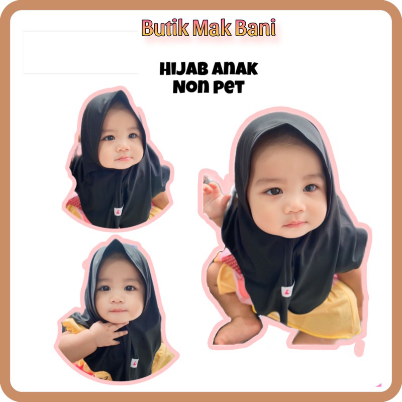 MB || Jilbab Non Pet Bayi dan Anak Premium || Jilbab Instan Tanpa Pet