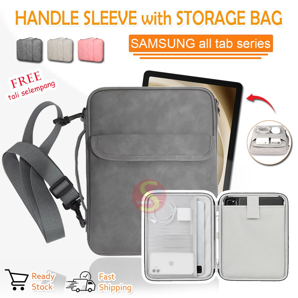 SAMSUNG Galaxy Tab A7 A8 A9+ 10.4" 10.5" 11.0" Soft Sleeve Pouch Leather HandBag Jinjing Sarung Casi