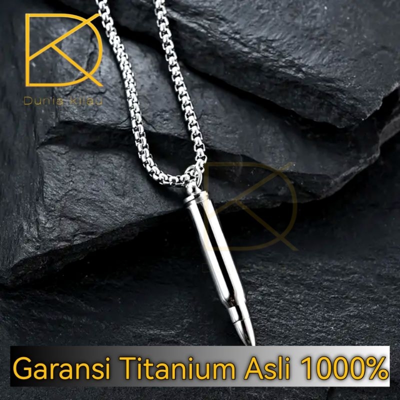 Kalung Pria Titanium Anti Karat Silver Perak Rantai Emas Putih Asli Rante Cowok Padi Keren Panjang