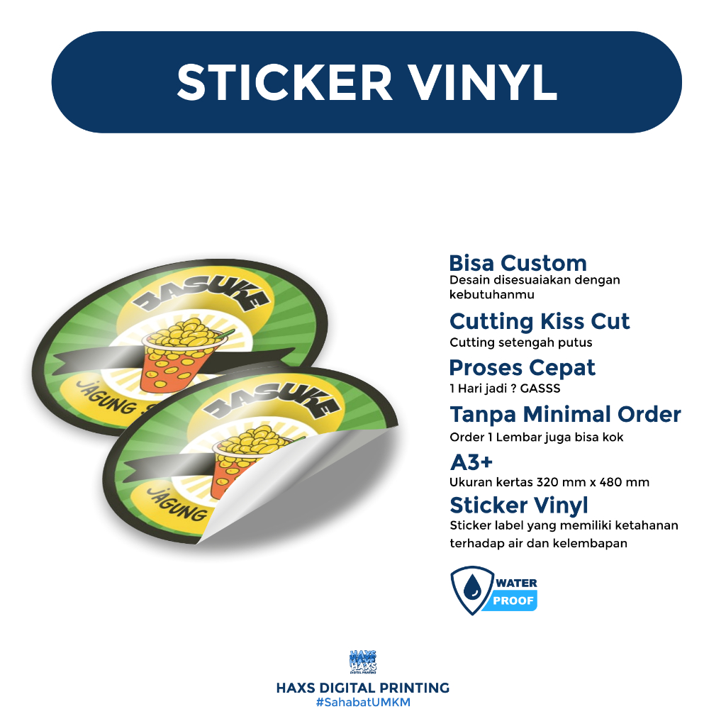 

Sticker Kemasan Makanan Minuman Custom Untuk Makanan Minuman Online Shop - A3+ Vinyl Cutting -
