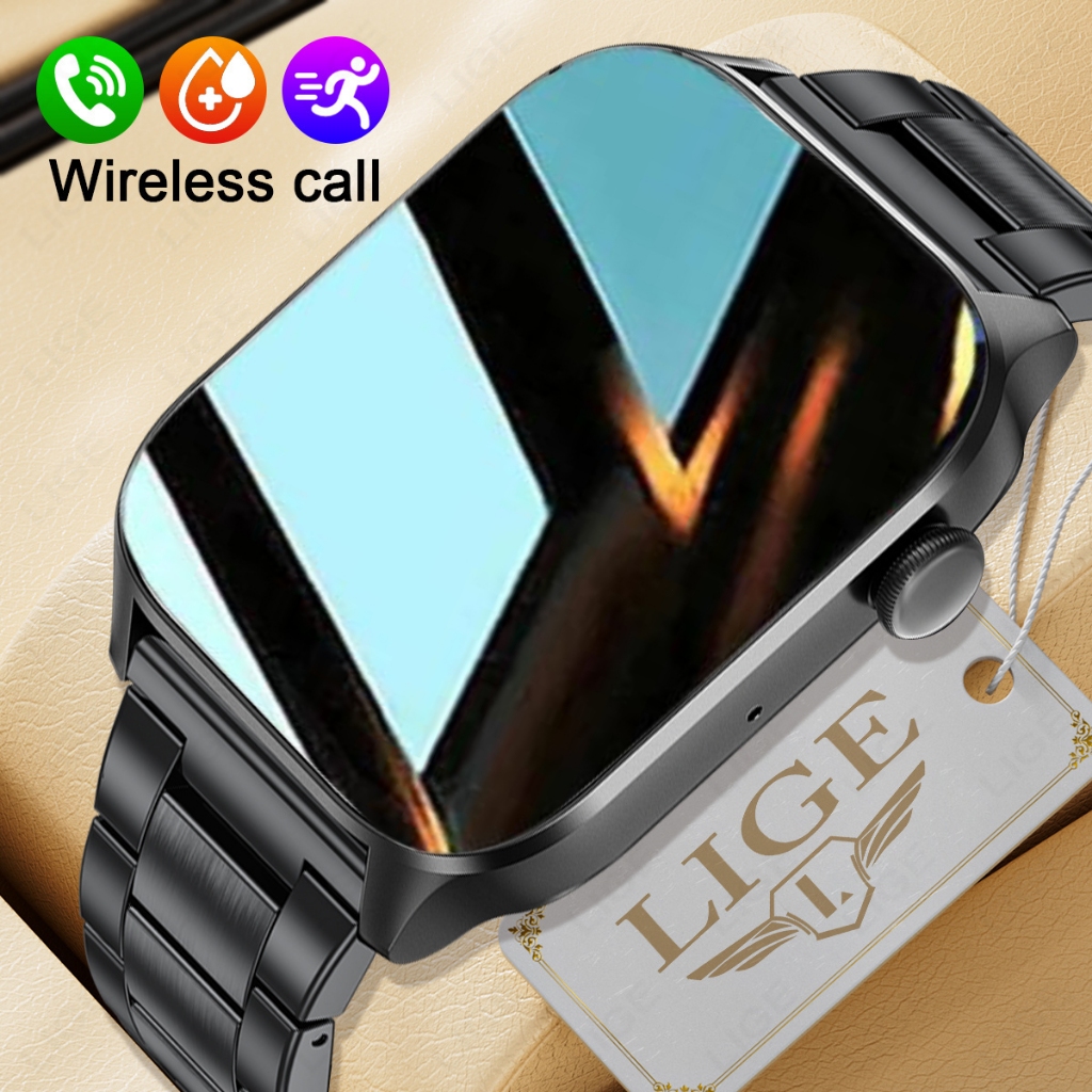 LIGE jam tangan Pria Smart Watch Panggilan Bluetooth Wallpaper khusus Pemantauan Kesehatan Beberapa 