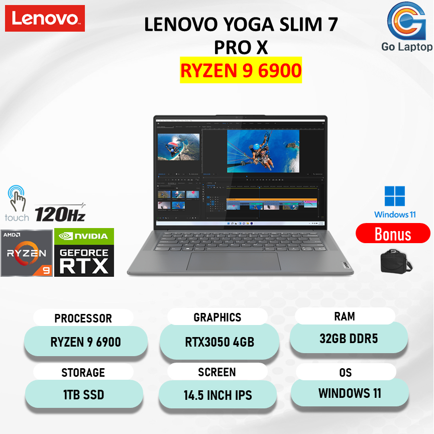 Laptop Lenovo Slim 7 ProX 14 Ryzen 9 6900HS RTX 3050 RAM 32GB 1TB SSD 14.5" 3K IPS 120HZ