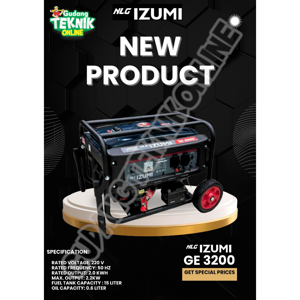 IZUMI Genset 2000Watt IZUMI GE3200 NLG / Genset Listrik 2000 Watt Power Generator Gasoline Genset Ru