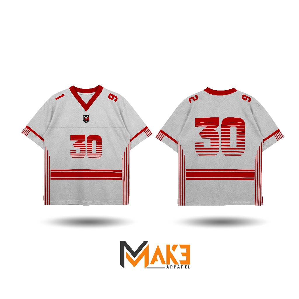 Baju Kaos Jersey Boxy Oversize Unisex Pria Wanita Kerah V-neck