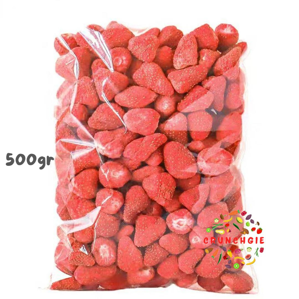 1kg Strawberry Korea Manis Renyah Freeze Kripik Buah Strawberry Keripik Strawberry Freeze Dried