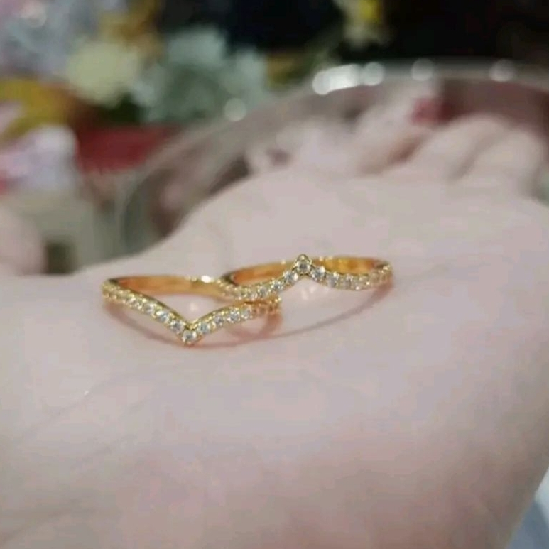 Cincin Fuji Titanium Viral Murah Permata V Perhiasan Wanita Simple