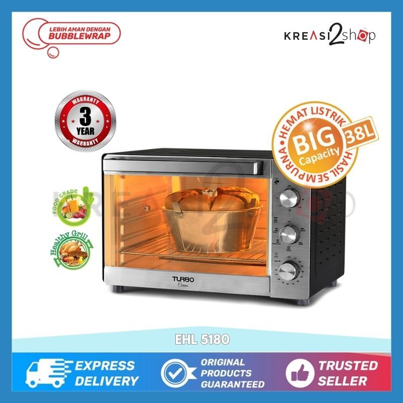 Turbo Carino Oven Toaster 38 Liter Original Garansi Resmi Turbo 3 Tahun EHL5180