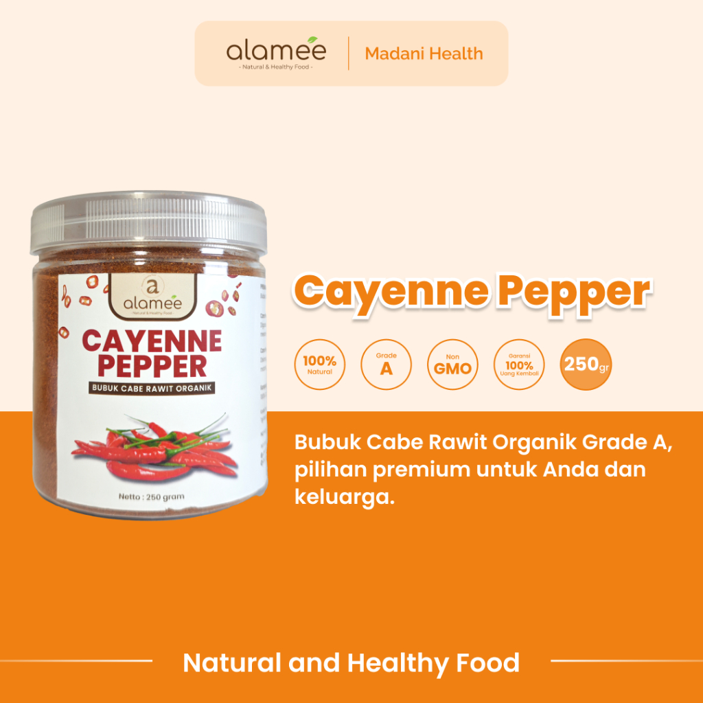 

ALAMEE Bubuk Cabe Rawit Cayenne Pepper Seasoning Powder Tanpa Campuran Bumbu Masakan Dapur 250gr