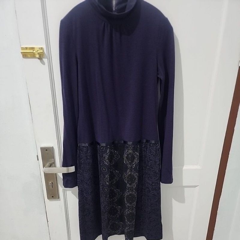 dress lengan panjang ungu tua