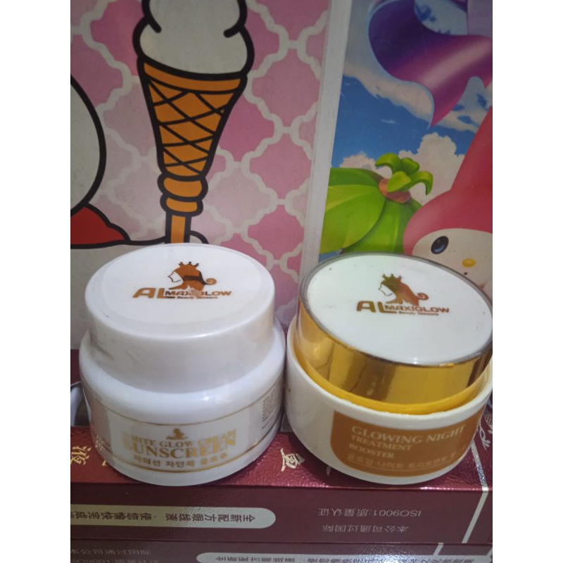 paket 2pot pelicin hijau almaxiglow+suncreen glow almaxiglow original(BPOM)