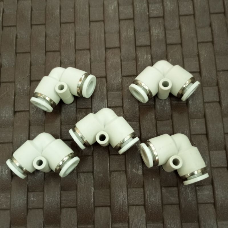 FITTING PNEUMATIC ELBOW PV 4,PV 6,PV 8, PV 10,PV 12 WARNA PUTIH