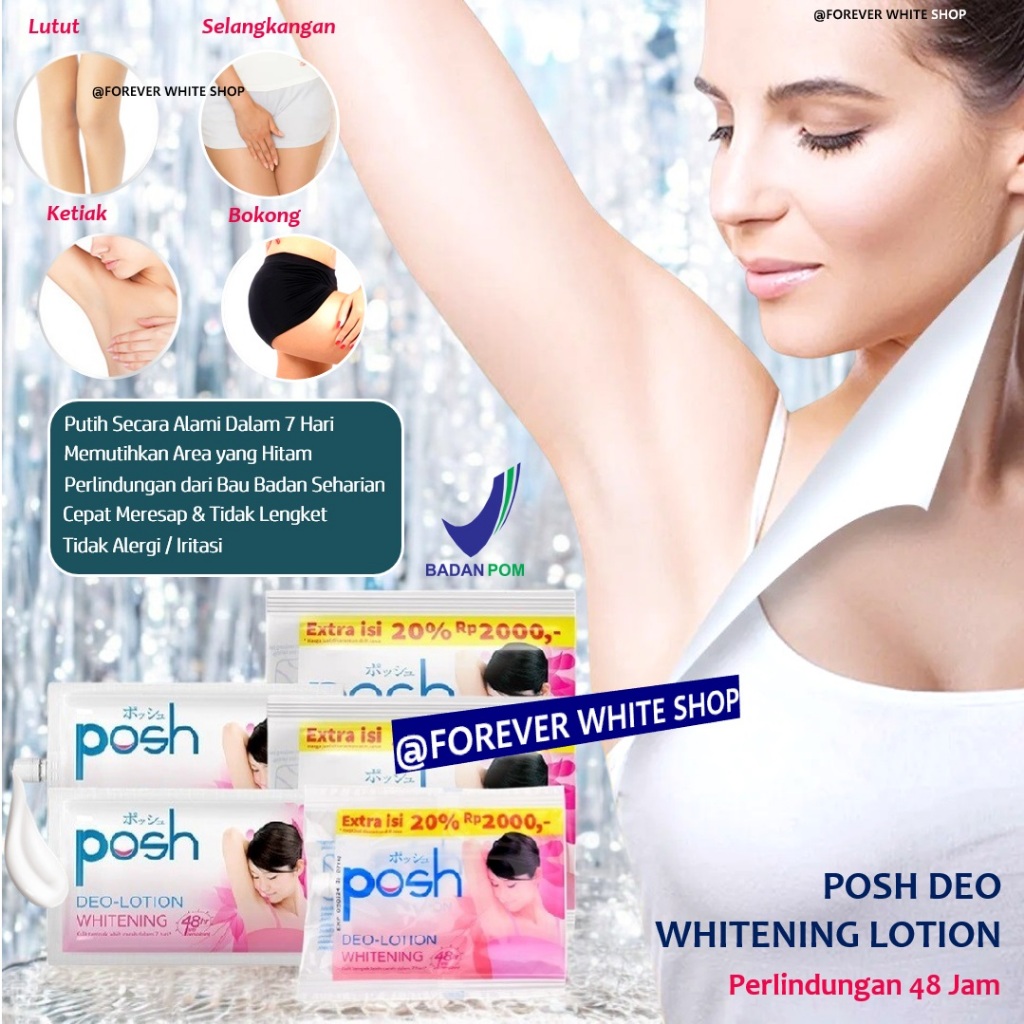 Termurah  Posh Deo Lotion Whitening Cream Underarm Deodorant Krim Pemutih Ketiak Alami FW Shop / Pem