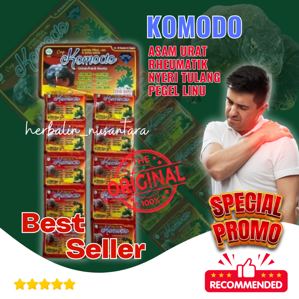 

Kapsul Komodo Asam Urat Pegal Linu 20 Sachet Original