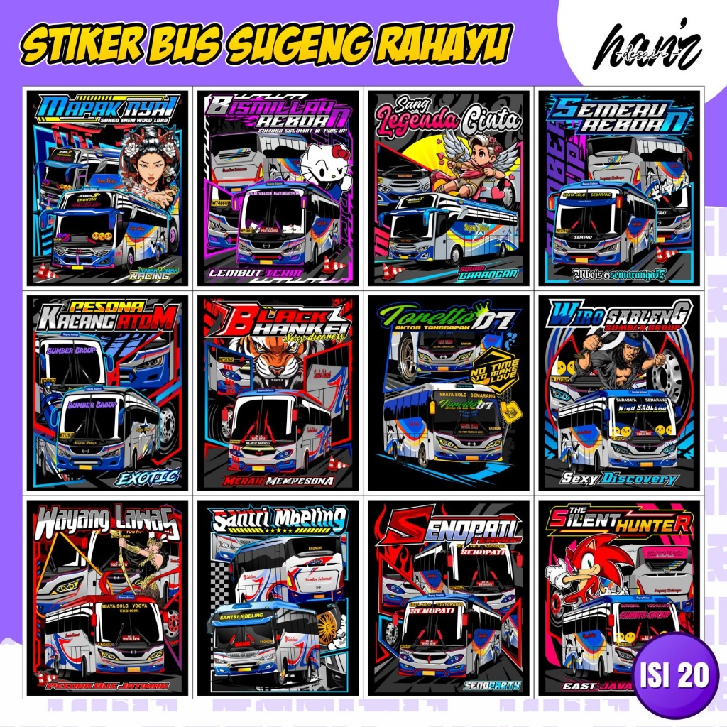 

STICKER BUS MANIA / STICKER BUS SUGENG RAHAYU TERBARU / STICKER BUS VIRAL TELOLET BASURI Isi 20 Pcs