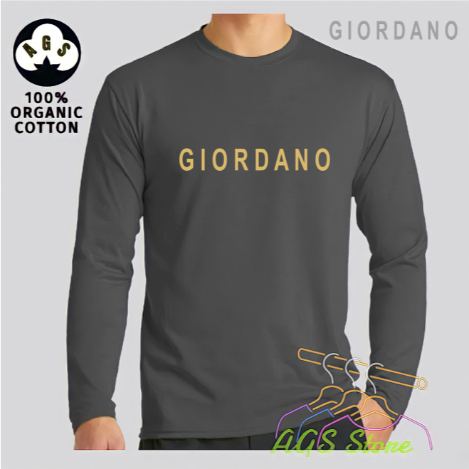 T-Shirt Distro Pria & Wanita Kaos Lengan Panjang Giordano Gold Premium Dewasa
