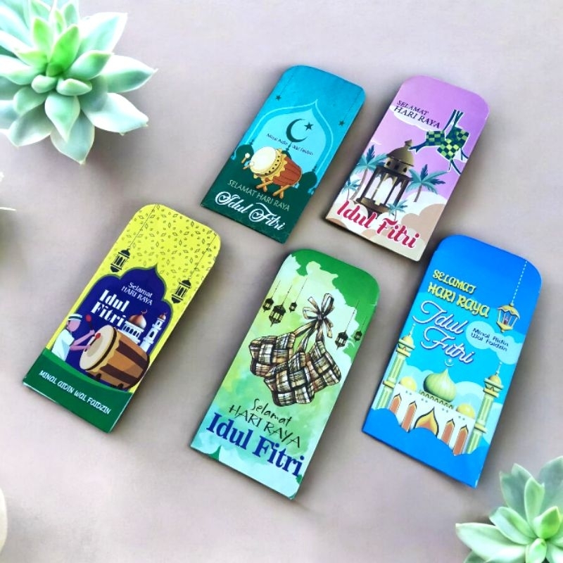 

50 Lembar Amplop Lebaran Idul Fitri BESAR Karakter Muslim