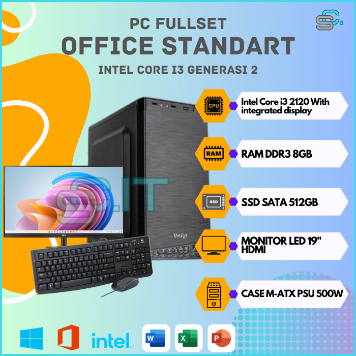 KOMPUTER KANTOR CORE I3 PC RAKITAN LENGKAP FULL SET BARU