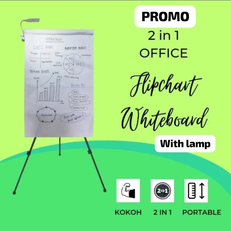 

PROMO SMART STANDING OFFICE PORTABLE PAPAN TULIS FLIPCHART DENGAN LAMPU