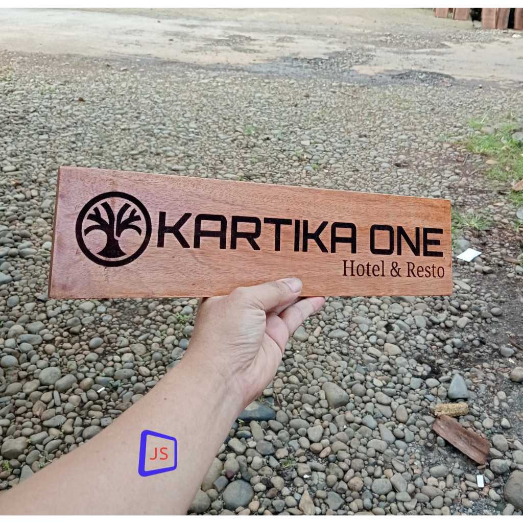 Papan nama ukiran gantung kayu jati solid tempel tembok custom unik Exlusiv mewah