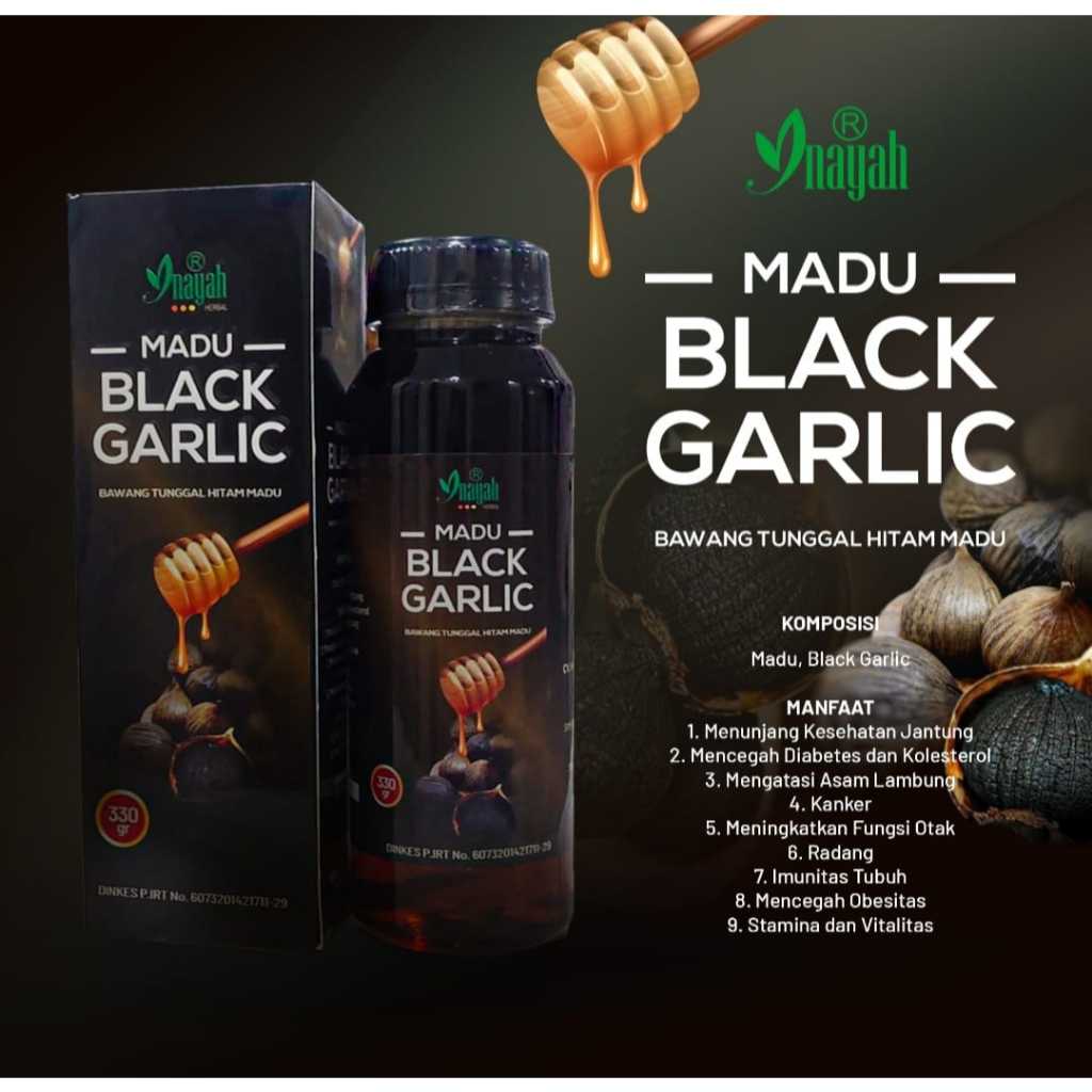 

INAYAH Black Garlic Honey Madu Bawang Hitam Tunggal Lanang Premium 330gr