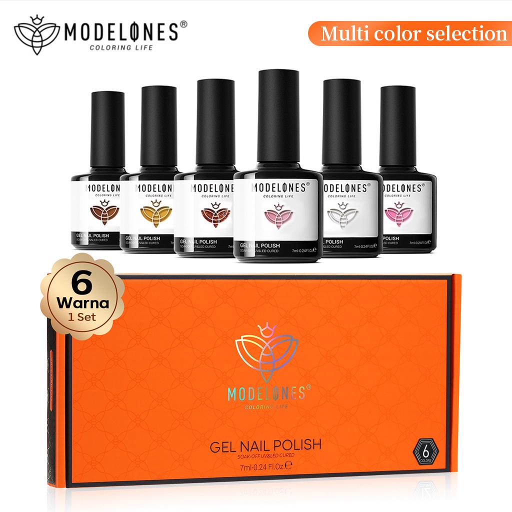 MODELONES Gel Cat Kuku Set 6 Pcs Populer Nude Neutral Gel Polish Nail Kit Semua Musim Warna Kulit Co