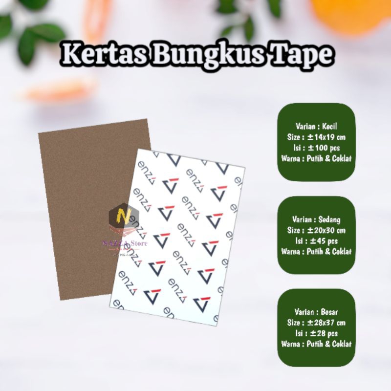Kertas Minyak Makanan / Bungkus Tape Coklat dan Putih Motif