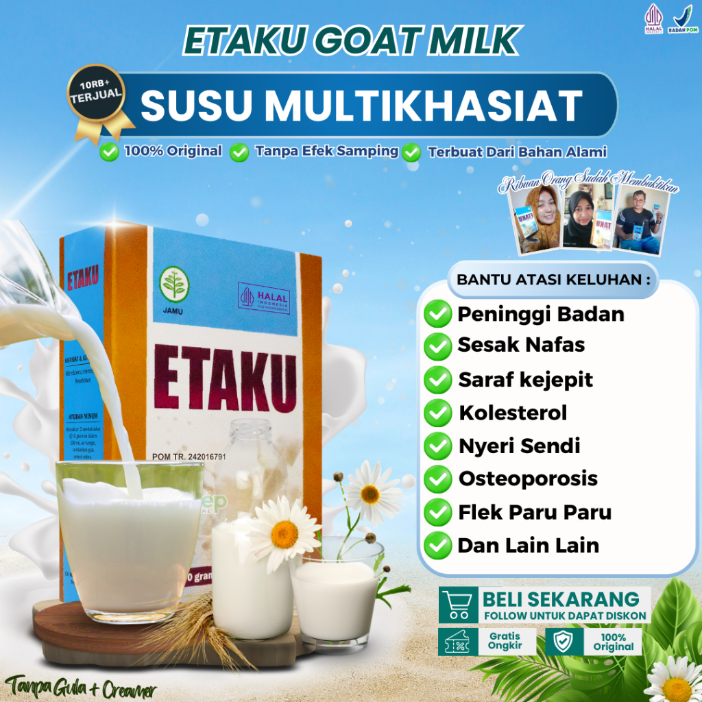 

Etaku Susu Peninggi Badan Obati Saraf Kejepit Sakit Pinggang Pengapuran Tulang Asma Flek Paru Paru