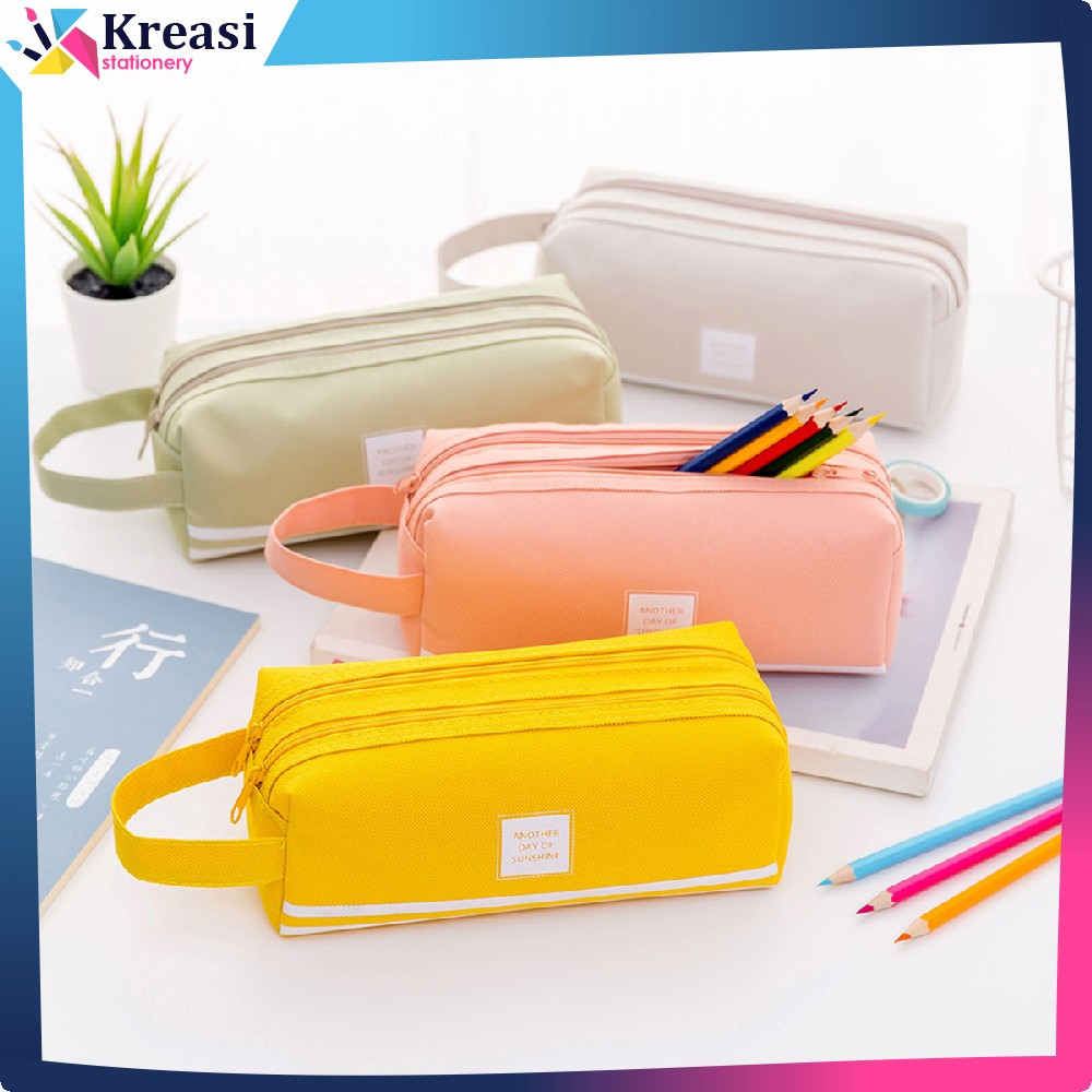 

Kotak Pensil Perlengkapan Sekolah 2 Sisi Dompet Pensil Stationery / Tempat Bolpen Pen Make Up Pouch Kosmetik Travel Kreasi Stationery A80