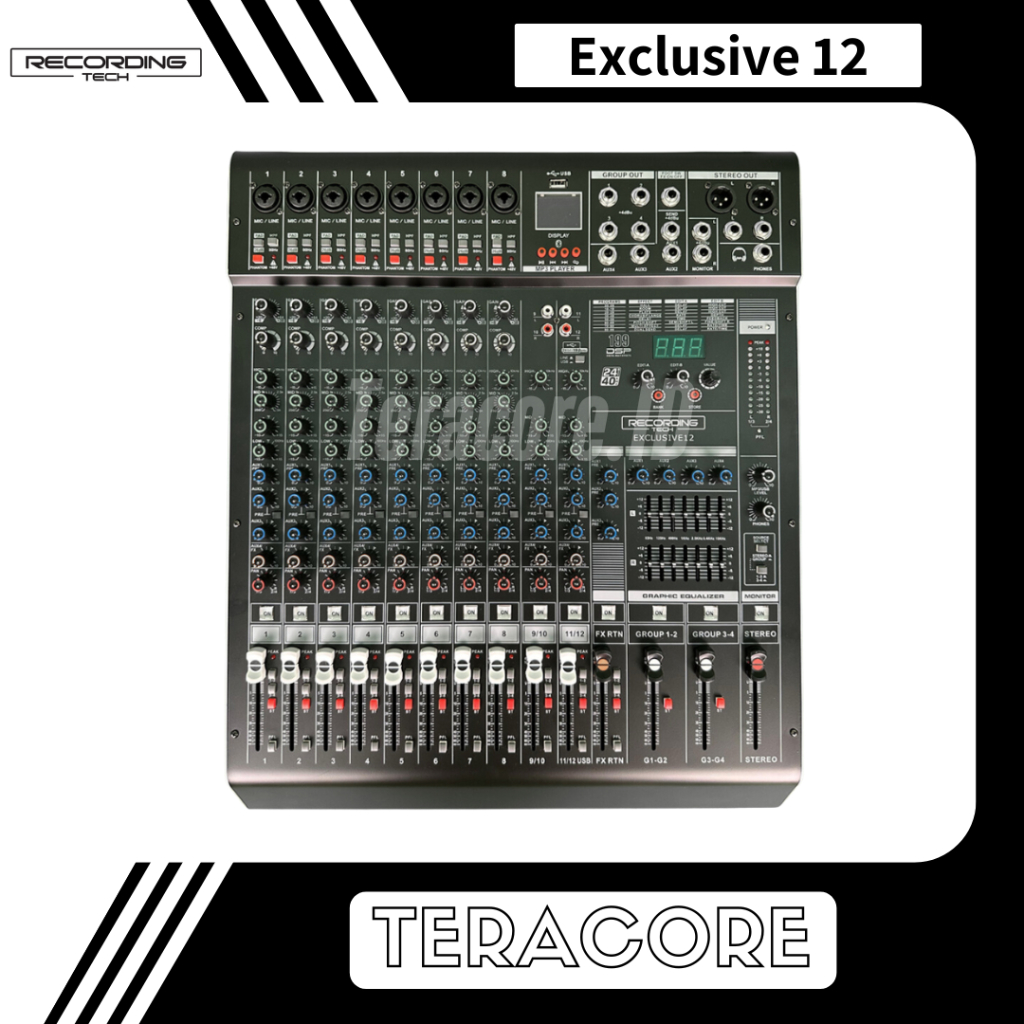 Recording Tech Exclusive 12 Mixer Audio 12 Channel 8 Input Analog Mixing Console Soundcard USB Audio