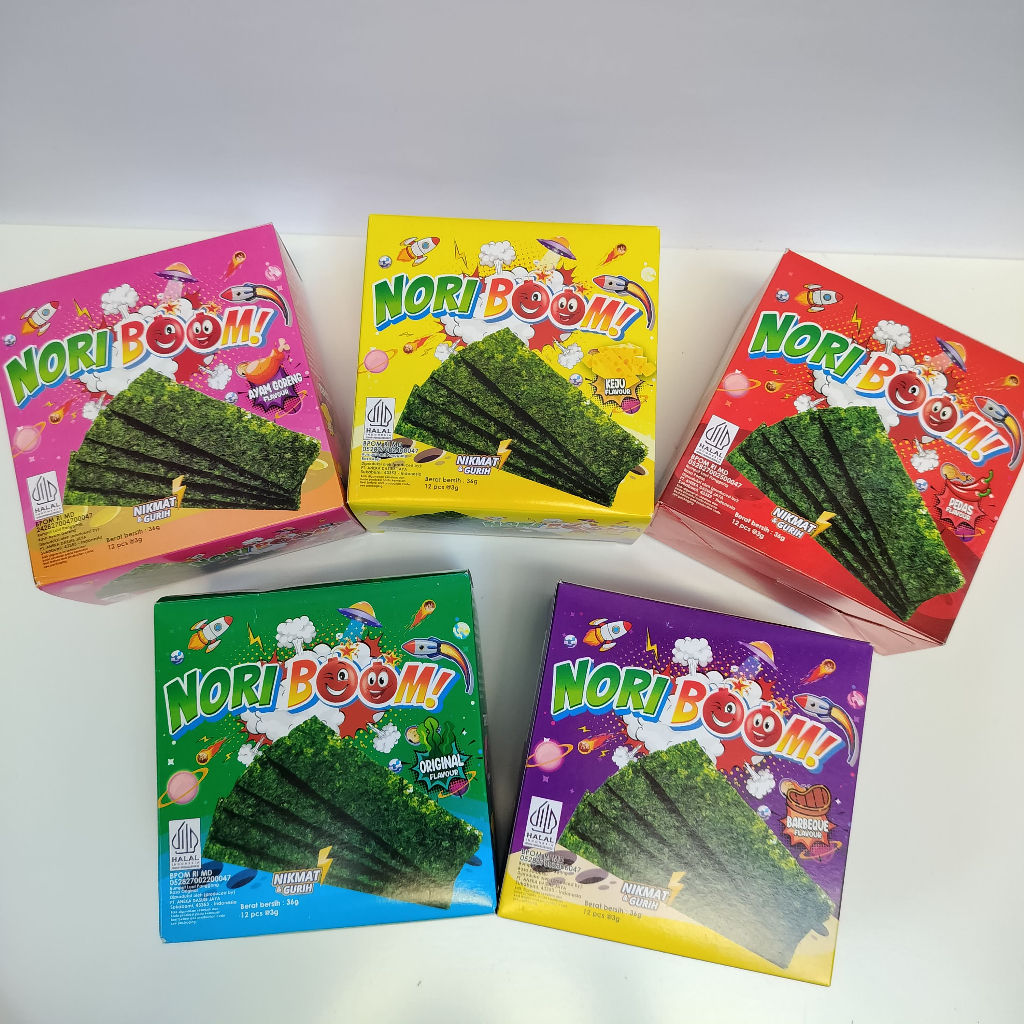 

(1 DUS) PAKET HEMAT NORIBOOM SNACK ANAK RUMPUT LAUT ANEKA VARIAN RASA