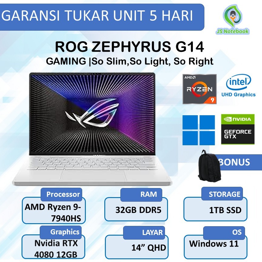 ASUS ROG ZEPHYRUS G14 GA402XZ ANIMATRIX RYZEN 9 7940 RTX4080 12GB/ 32GB 1TB W11 14.0QHD IPS