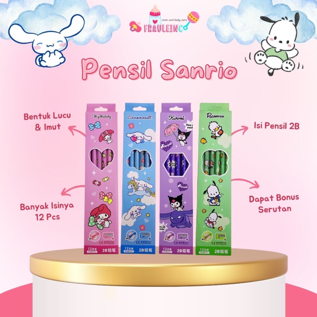 

PENCIL KUROMI PENSIL 2B ISI 12pcs / Pensil lucu imut sanrio melody bonus serutan