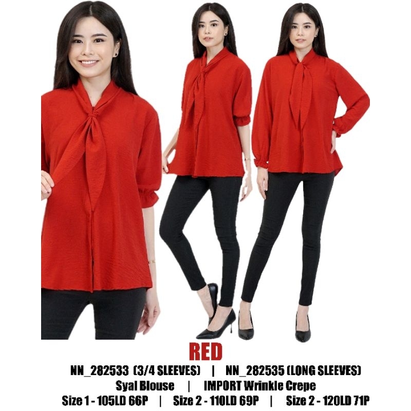 Atasan blus syal wanita merah lebaran , natal & imlek 282533 & 282535