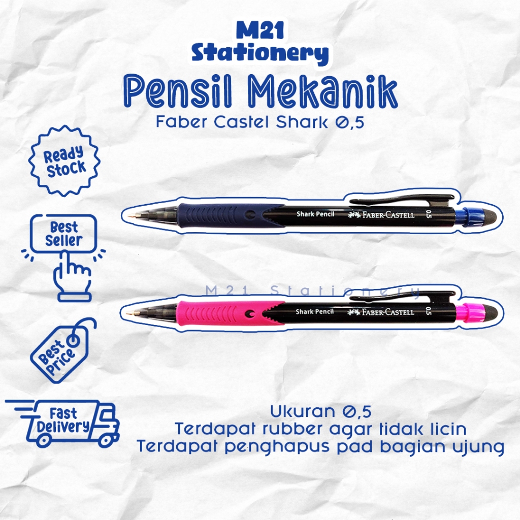 

(1 PCS) PENSIL MEKANIK FABER CASTELL SHARK / 0,5 klik 5315 click pencil mekanik faber castel segitiga lucu alat tulis sekolah kantor atk kuliah kampus stationery murah lengkap / m21 stationery jogja