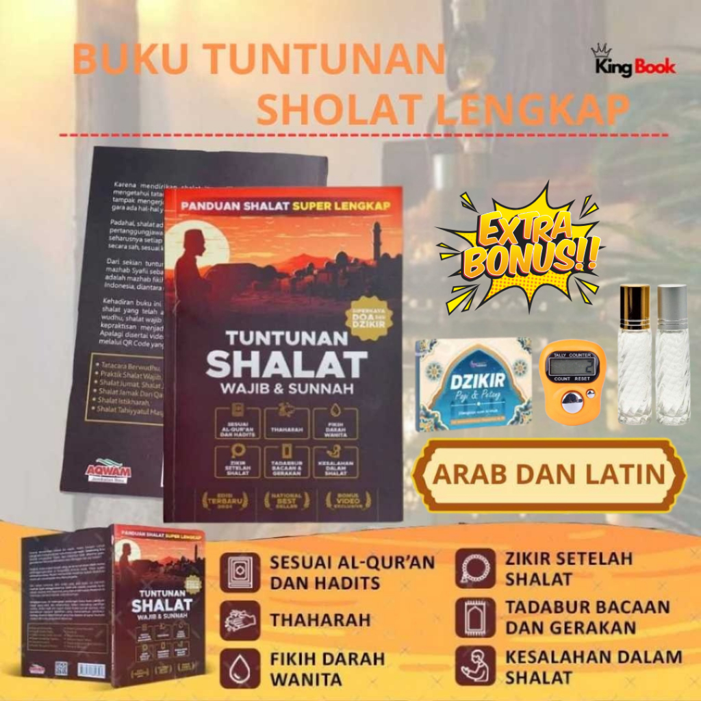 Buku Tuntunan Sholat Wajib & Sunnah Free Dzikir Pagi Petang dan Parfum Adi Hidayat Lengkap ORIGINAL