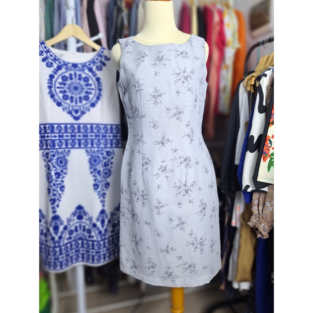 Gaun Dress Purple Ungu Muda Bunga