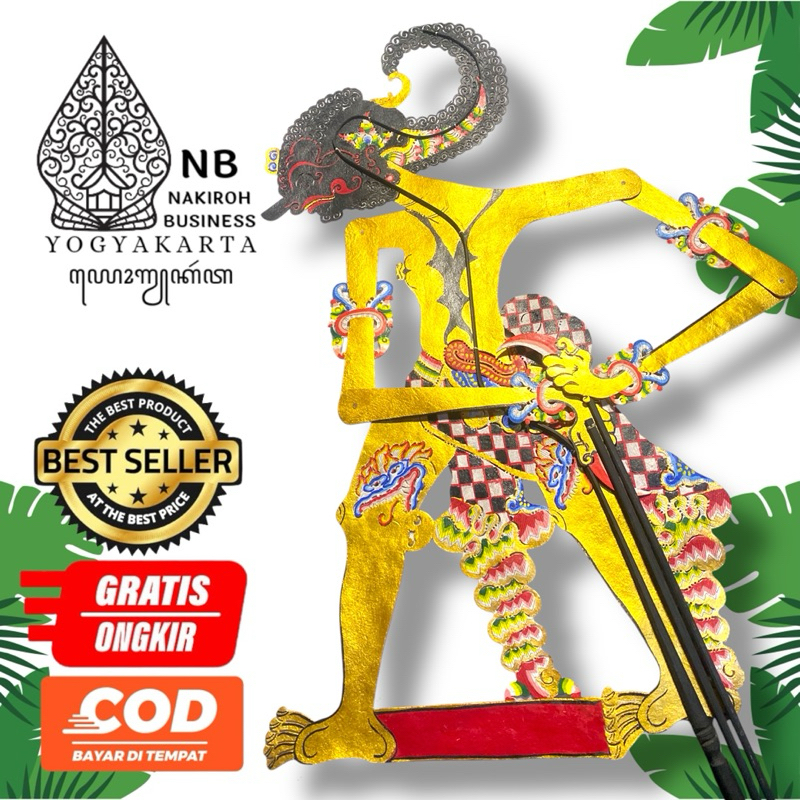 NAKIROHBUSINESS Wayang WERKUDORO/BIMA/WERKUDARA Emas Gagrak Jogja -+ 75cm Grade 2 Halus Bahan kulit 