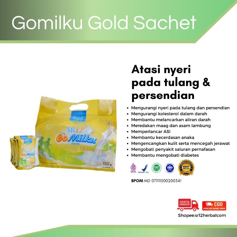 

GOMILKU GOLD SACHET PACK ISI 40 SACHET SR12 - SUSU KAMBING ETAWA - SUSU BUBUK - SUSU KESEHATAN TULANG - MENJAGA KESEHATAN SENDI