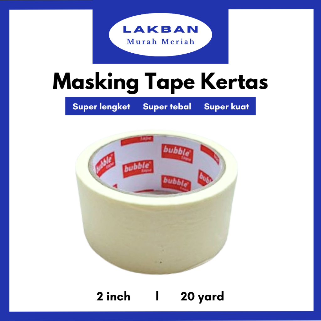 

[PCS] Masking Tape Kertas 2 inch x 20 yard Lakban Kertas Selotip Lukis Murah Kuat Semarang
