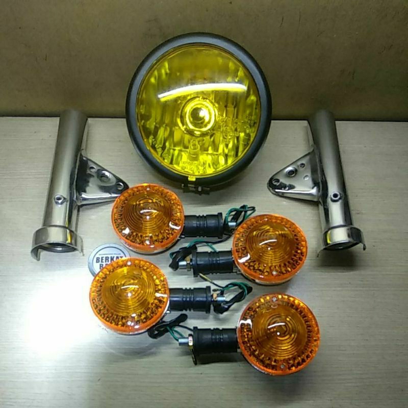 HITAM H4 Lampu Depan Reflektor Sen SET Yamaha DT100 DT100X L2G L2 AS3 Yasi