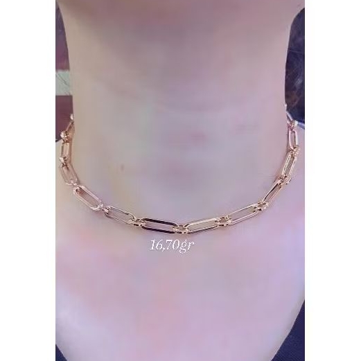 Kalung Paperklip RoseGold 17K