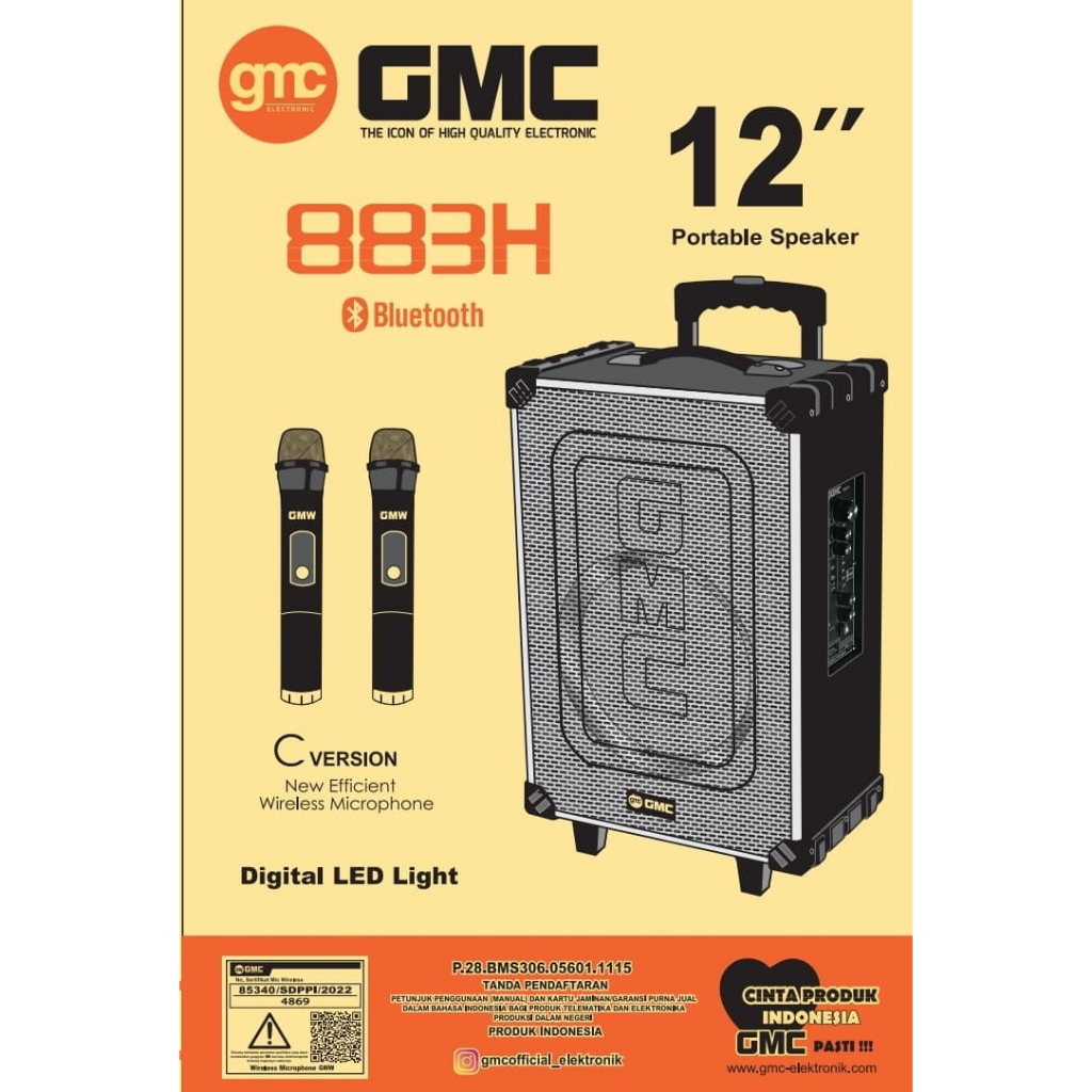 medan elektronik speaker gmc 883H speaker portable speaker karoke bluetooth mic 2 wireless