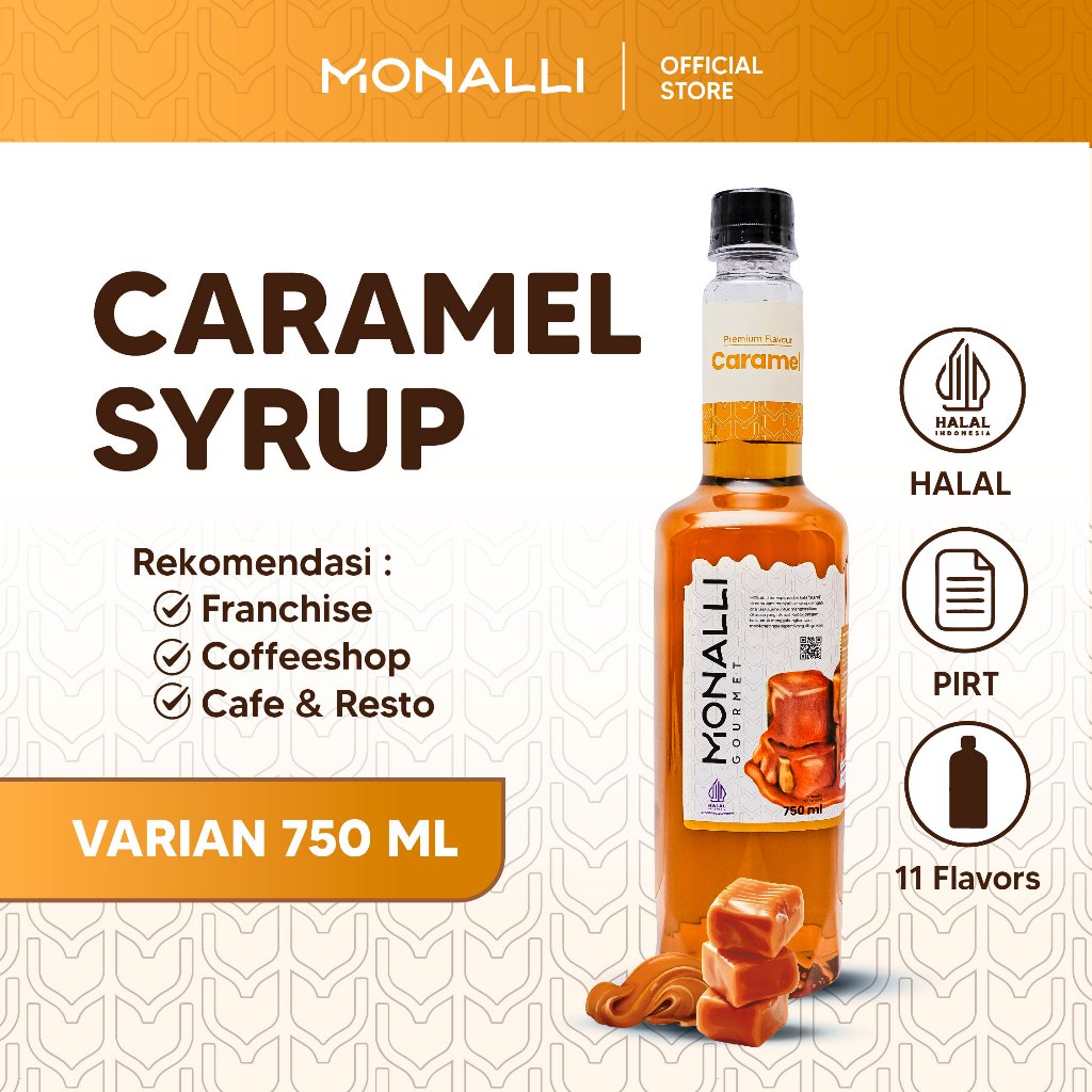 

Monalli Syrup - 750 mL Syrup Caramel / Sirup Karamel Premium / Sirup Kopi / Sirup Minuman Rasa / Sirup Mocktail