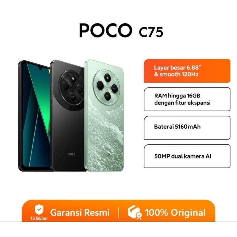 XIAOMI POCO C75 NFC RAM 8GB/256GB GARANSI RESMI