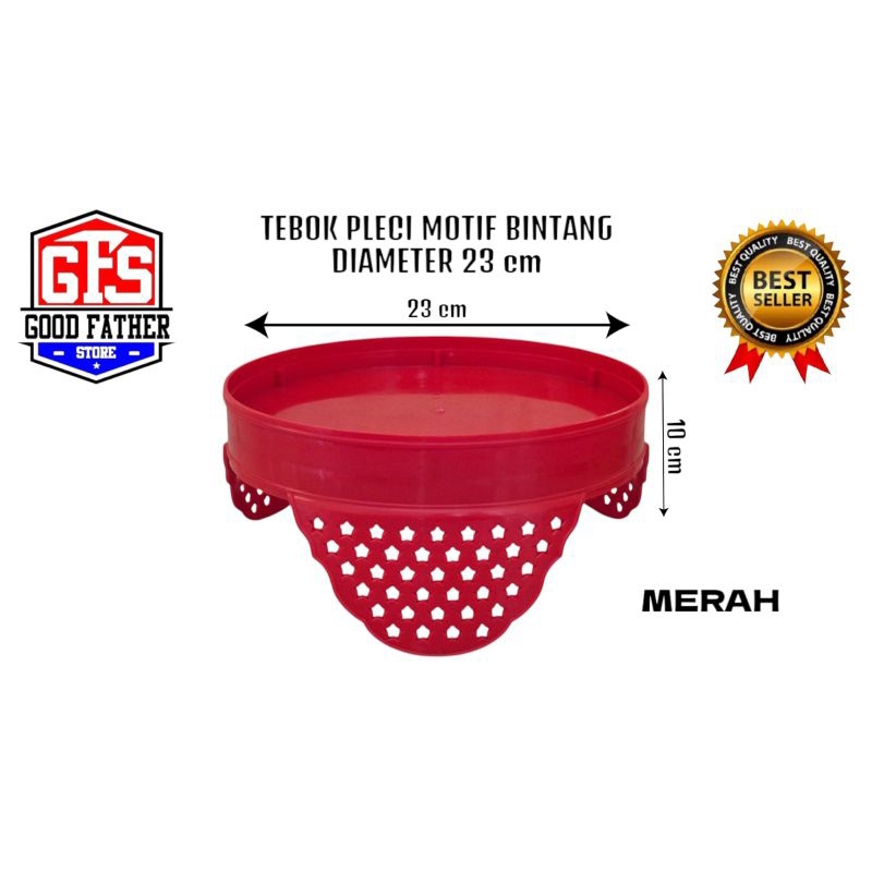 TEBOK PLECI MERAH MOTIF BINTANG DIAMETER 23 cm