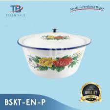 KOBOKAN TUTUP PUTIH KEMBANG ENAMEL 22CM