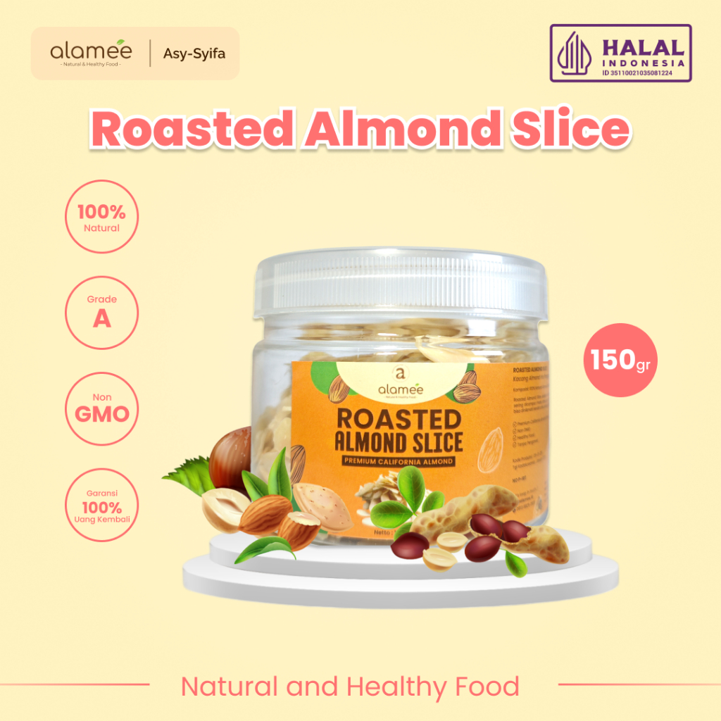 

ALAMEE Roasted Almond Sliced Almon Slice irisan panggang Kacang Almond Pacang Slice 150gr