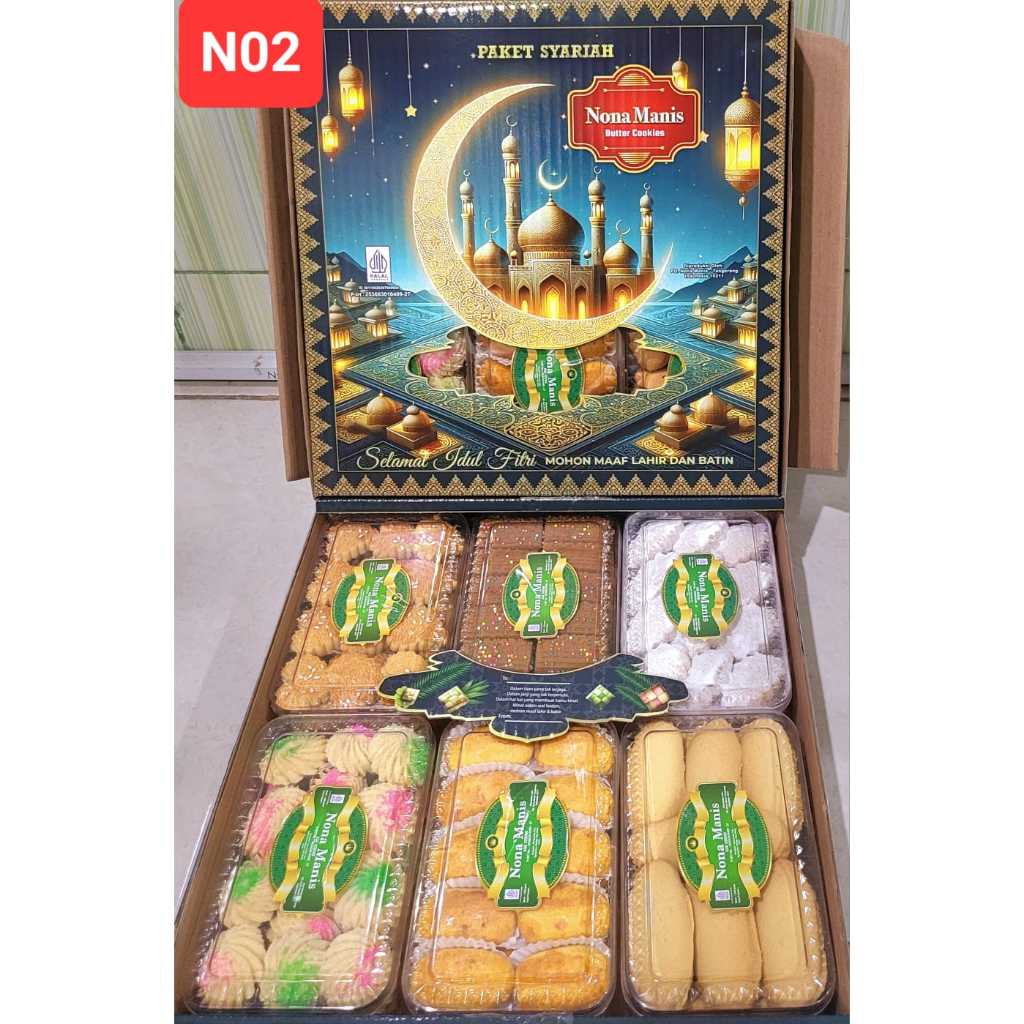 

Apazada - Kue Kering Lebaran Nona Manis Syariah Halal / Hampers Kue Lebaran Paket 6 Toples Murah