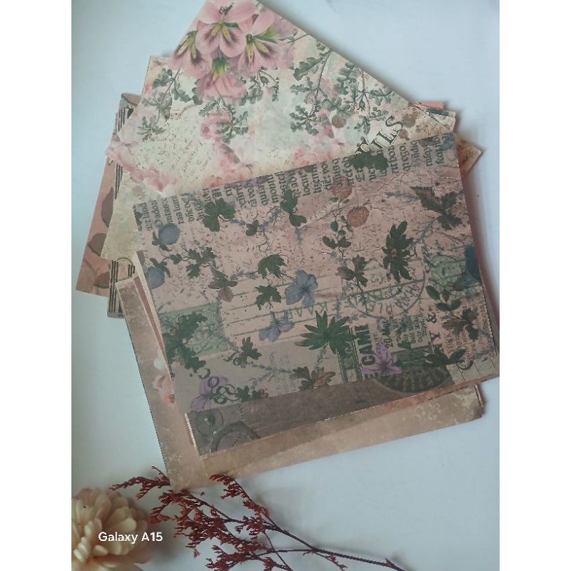 

Kertas paper Vintage Scrapbook Paper Book Jurnal Flower